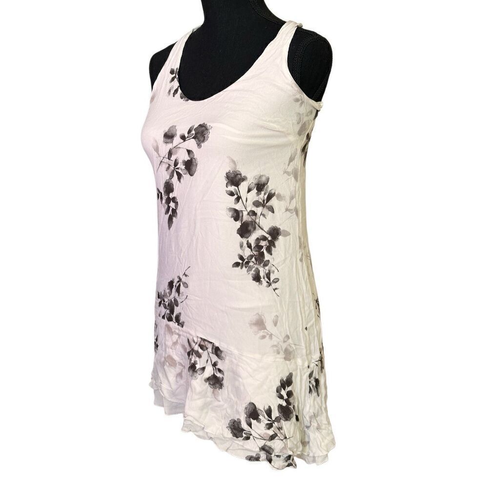 Gentle Fawn White and Black Floral Racerback mini Dress Sz XS